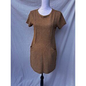 Alya Brown & White Striped Knit Dress With Pockets Size S